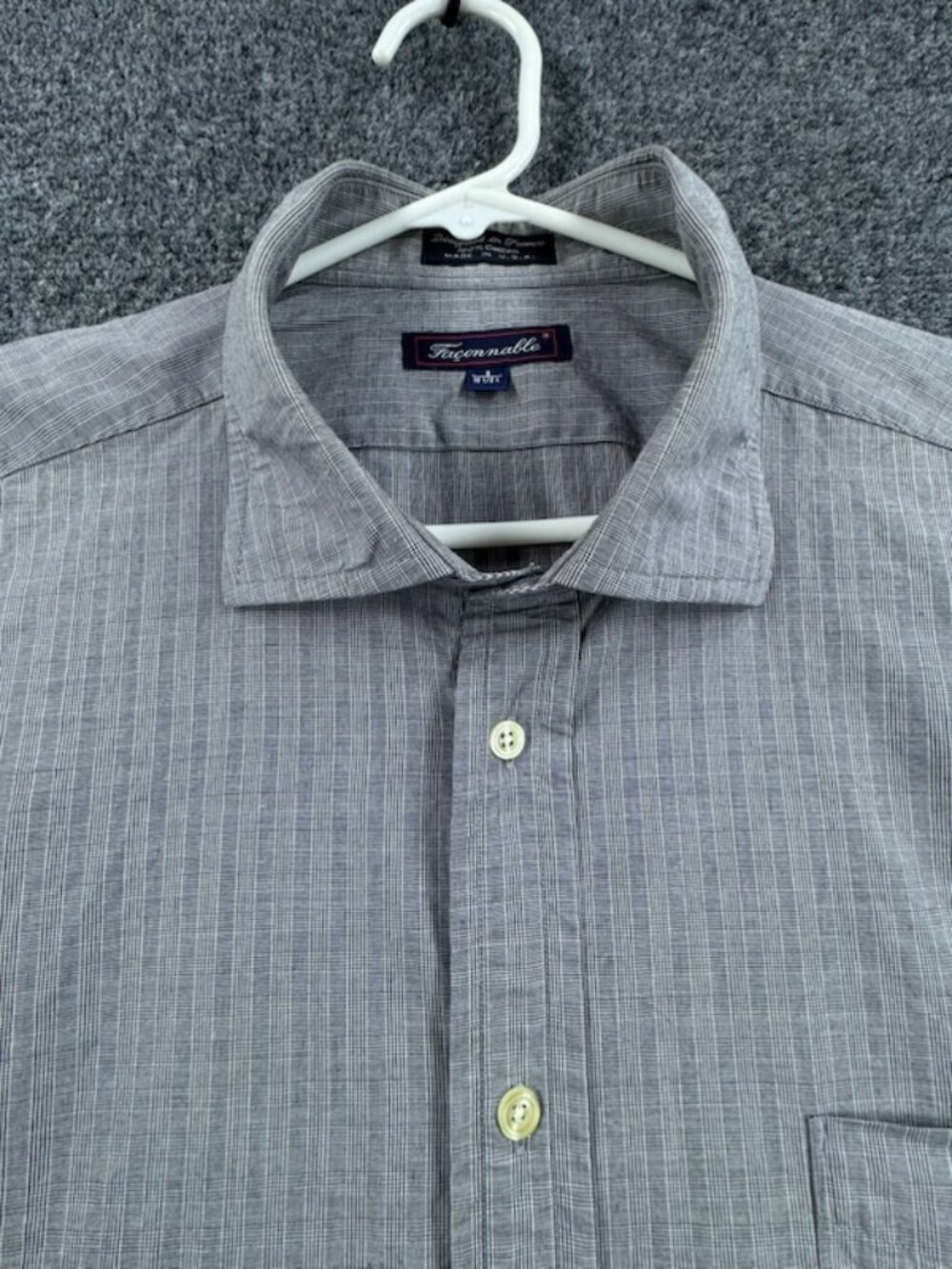 Faconnable USA Gray Cotton 18.5 Pocket Button Up Shirt Long Sleeve Men Adult